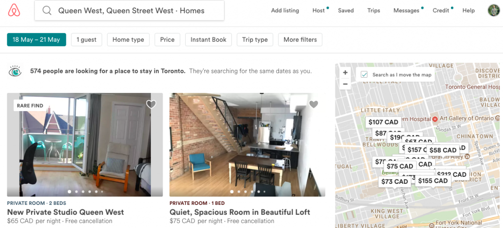 Rent a room AirBnB