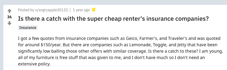 Toggle Renters Insurance Reddit